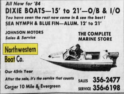 Northwestern Boat Co. - May 1984 Ad